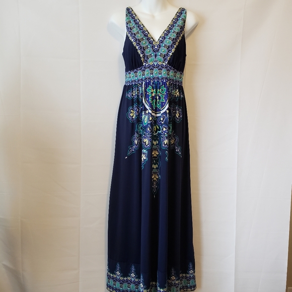 INC International Concepts Dresses & Skirts - INC Maxi Sleeveless Blue Deco Dress